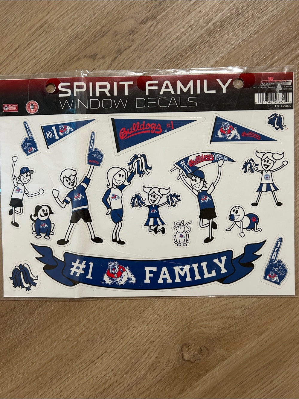 Spirit Family Bulldogs Window Decals-Blue,RedWhite Fresno State University Decal